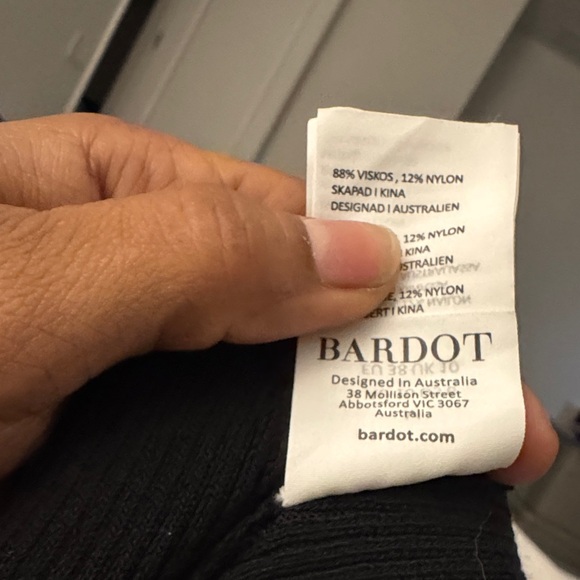 BARDOT Rosario Long Sleeve Front Cutout Knitted Black Bodysuit Medium - Picture 6 of 7